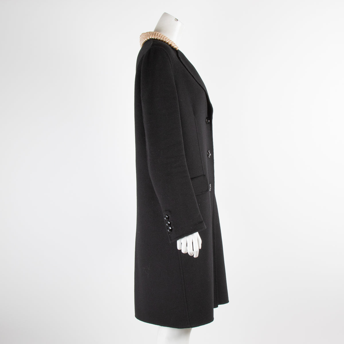 Moschino Black Pearl Collar Overcoat