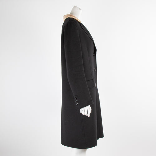 Moschino Black Pearl Collar Overcoat