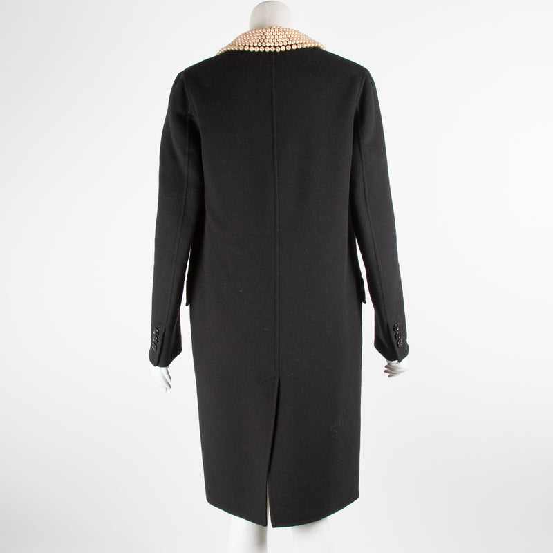 Moschino Black Pearl Collar Overcoat