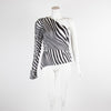 De La Vali One Shoulder Zebra top