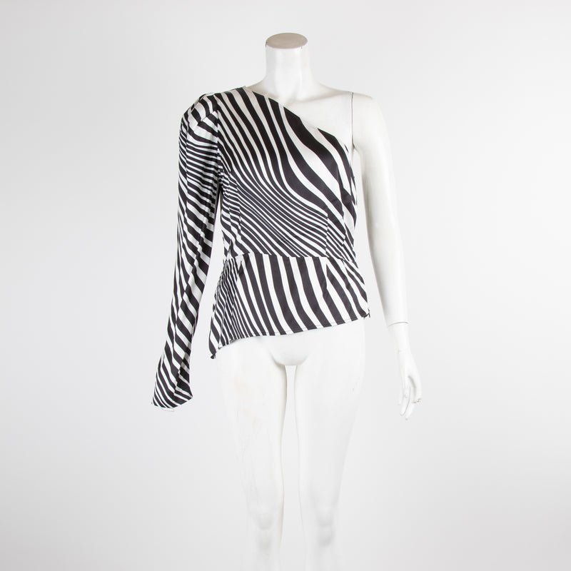 De La Vali One Shoulder Zebra top