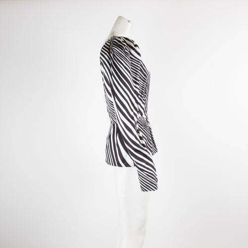 De La Vali One Shoulder Zebra top