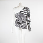 De La Vali One Shoulder Zebra top