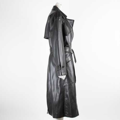 Anine Bing Black Faux Leather Trench Coat