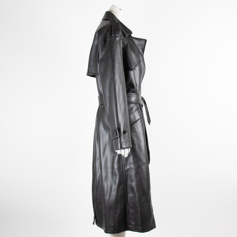 Anine Bing Black Faux Leather Trench Coat