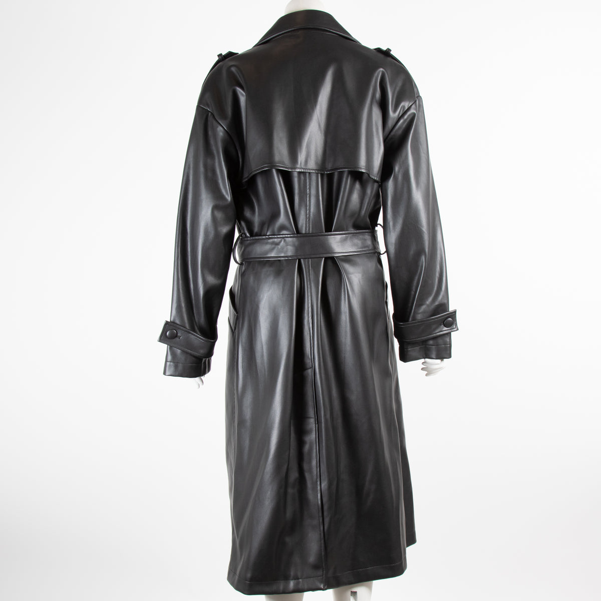 Anine Bing Black Faux Leather Trench Coat