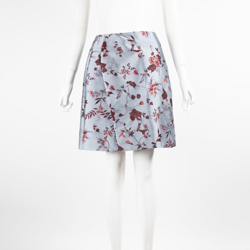 Erdem Grey Skirt with Red Floral Detail