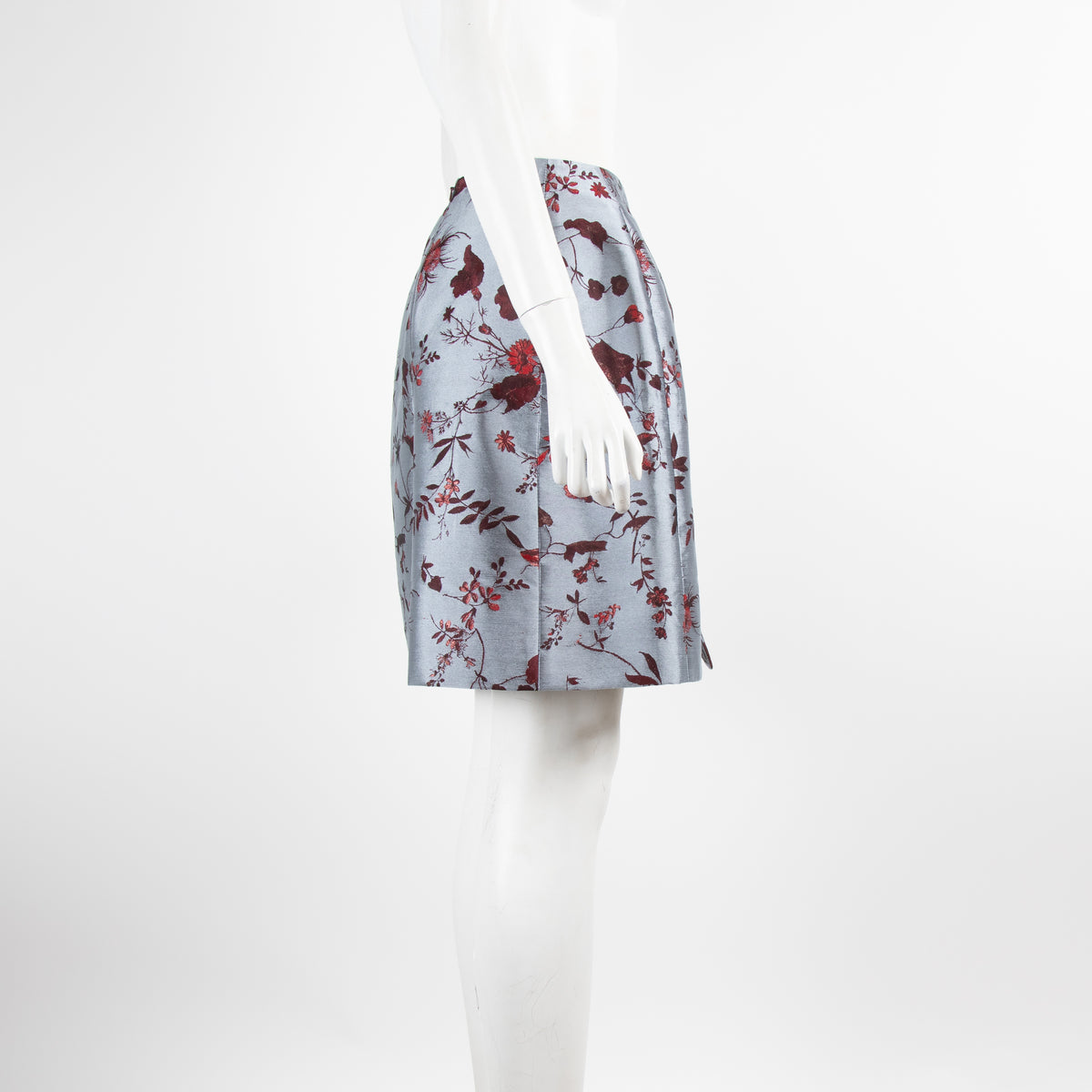 Erdem Grey Skirt with Red Floral Detail
