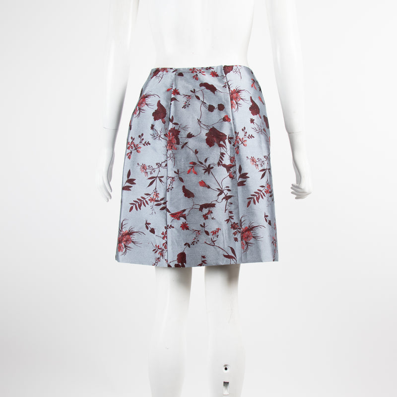 Erdem Grey Skirt with Red Floral Detail
