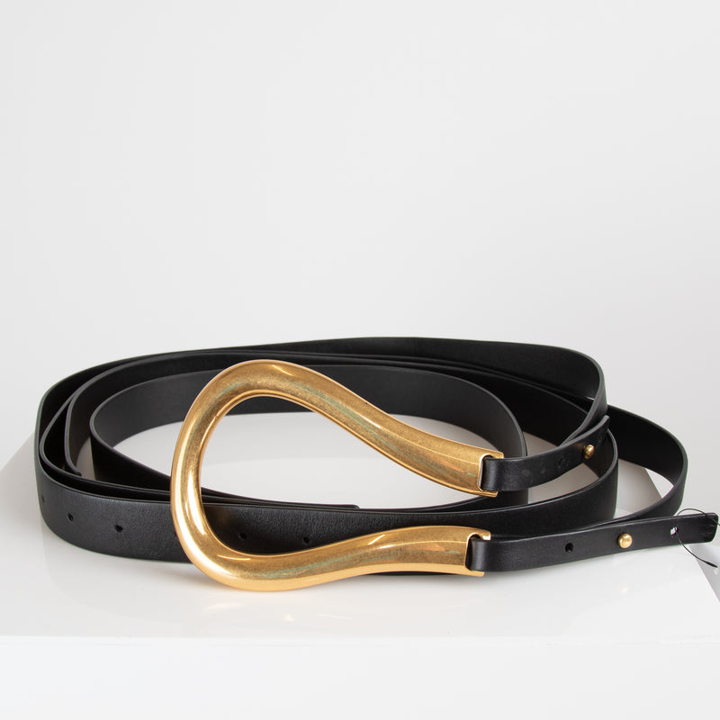 Bottega Veneta Black Horsebit Belt