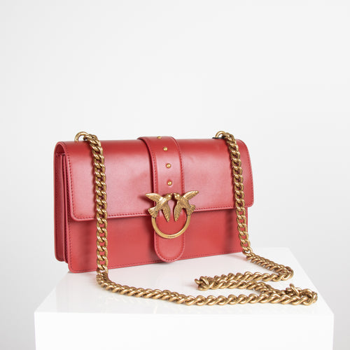 Pinko Red Leather Love Icon Simply Crossbody Bag