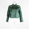 Acne Green Cropped Shirt Crystal Buttons