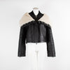 Shoreditch Ski Club Black Leather Jacket with Cream Shearling