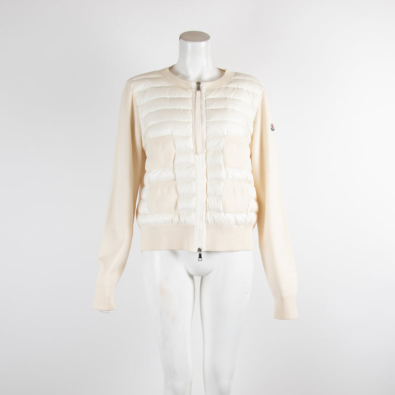 Moncler White Padded Wool Cardigan
