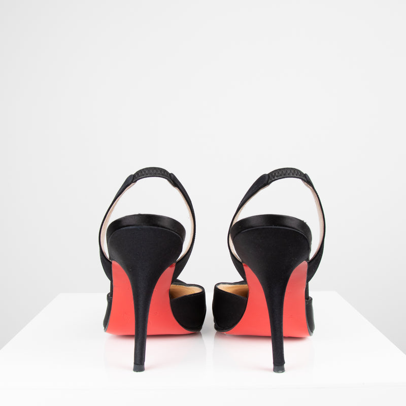 Christian Louboutin Black Fabric Slingback
