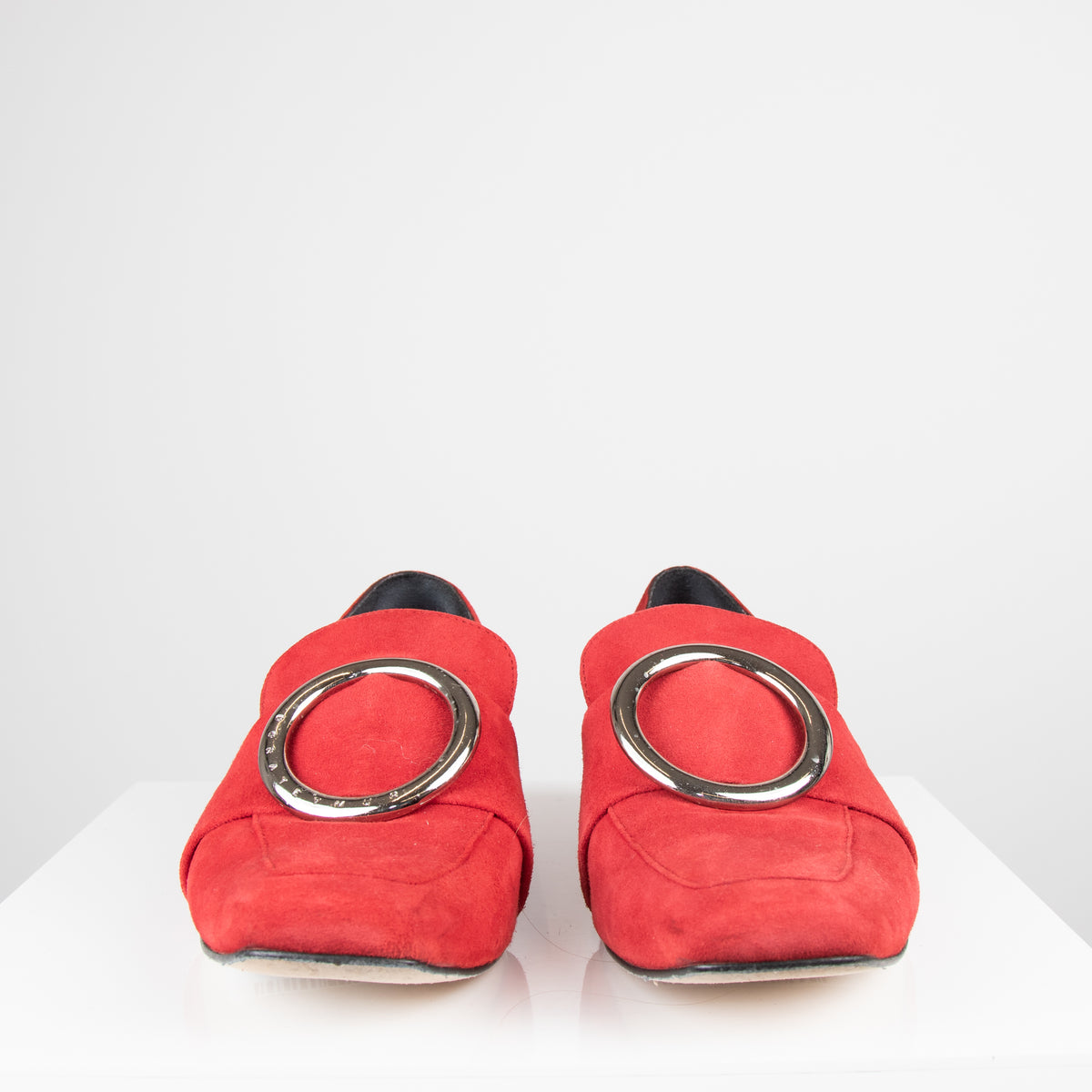 Dorateymur Red Loafer with Silver Circle Detail