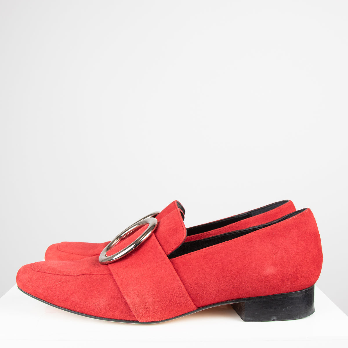 Dorateymur Red Loafer with Silver Circle Detail
