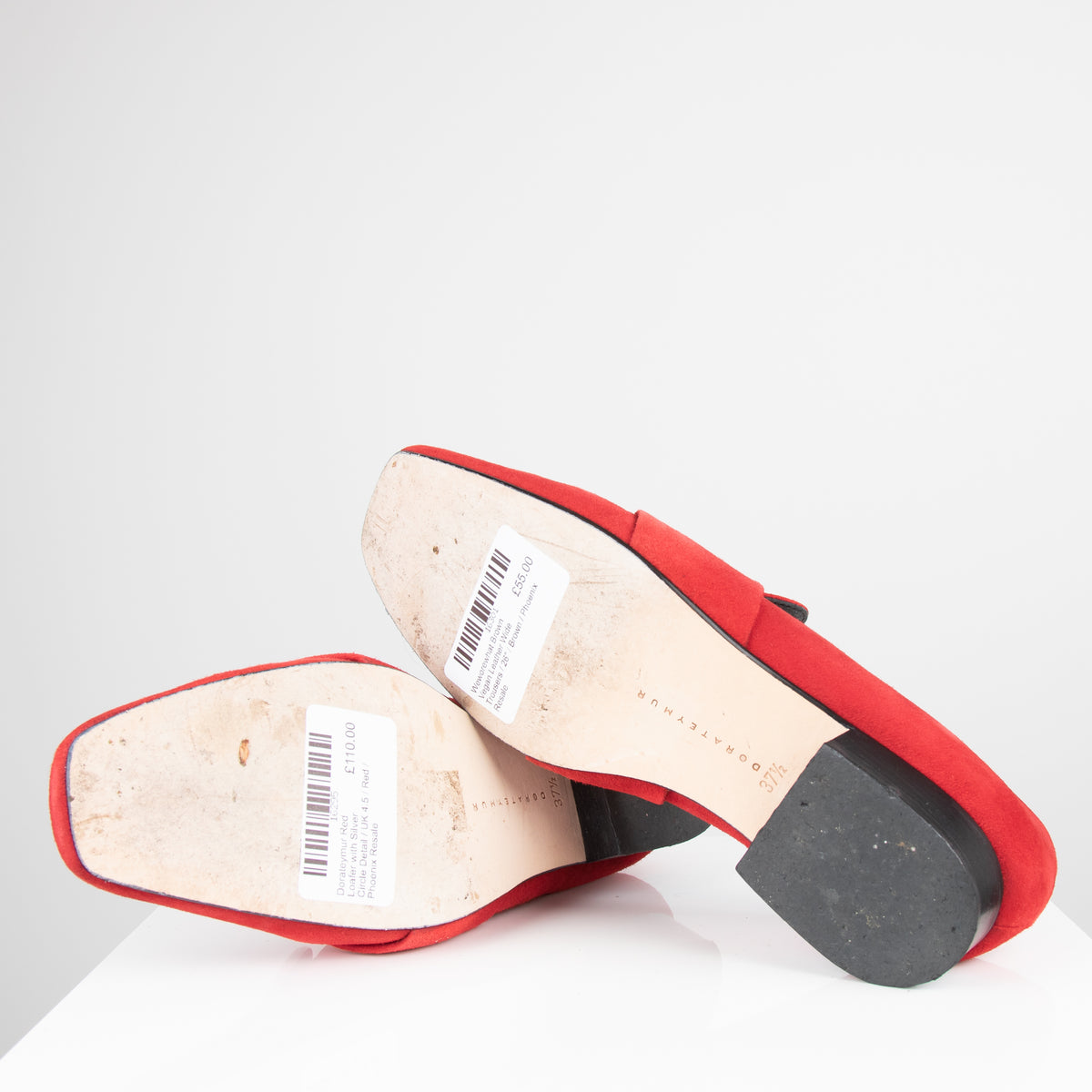 Dorateymur Red Loafer with Silver Circle Detail