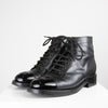 Chanel Black Shimmer Leather Lace Up Boots
