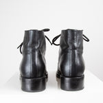 Chanel Black Shimmer Leather Lace Up Boots