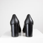 Tory Birch Black Gold Logo Chunky Heel Shoes