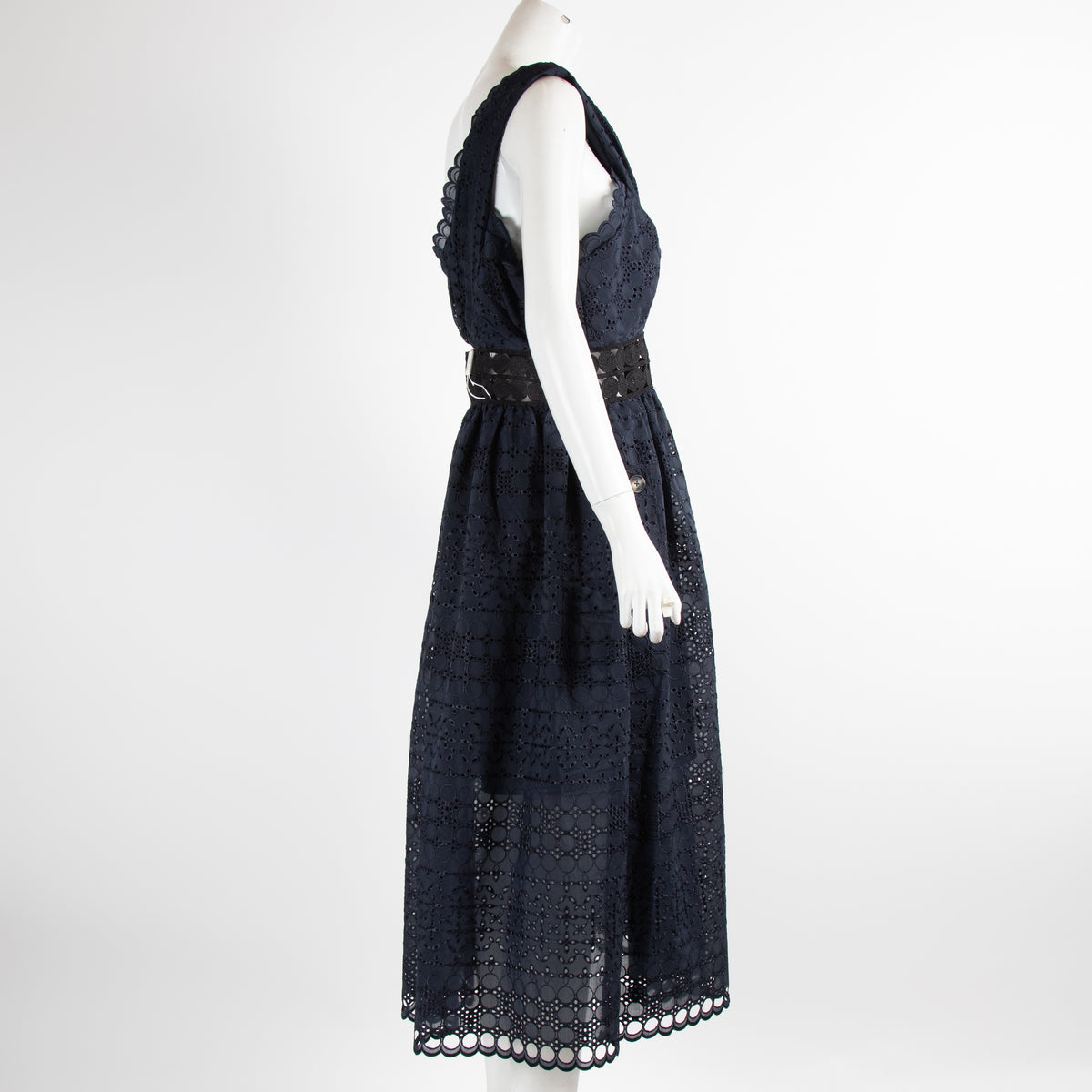 Self Portrait Navy Lace One Shoulder Dress