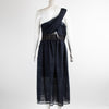 Self Portrait Navy Lace One Shoulder Dress
