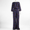 DVF Black Floral Long Sleeve Jumpsuit With Belt