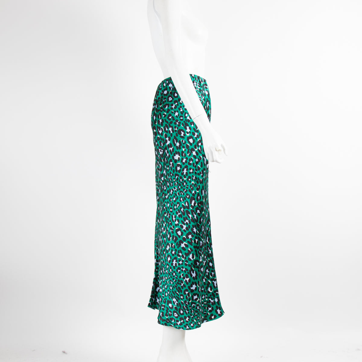 Olivia Von Hale Green Animal Print Silk Satin Skirt