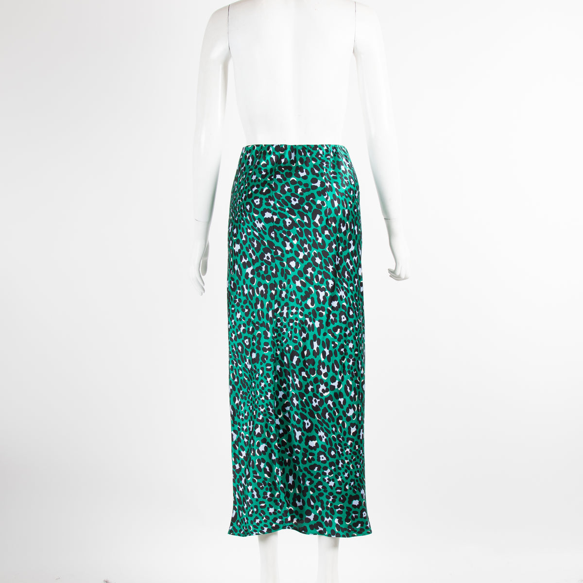 Olivia Von Hale Green Animal Print Silk Satin Skirt