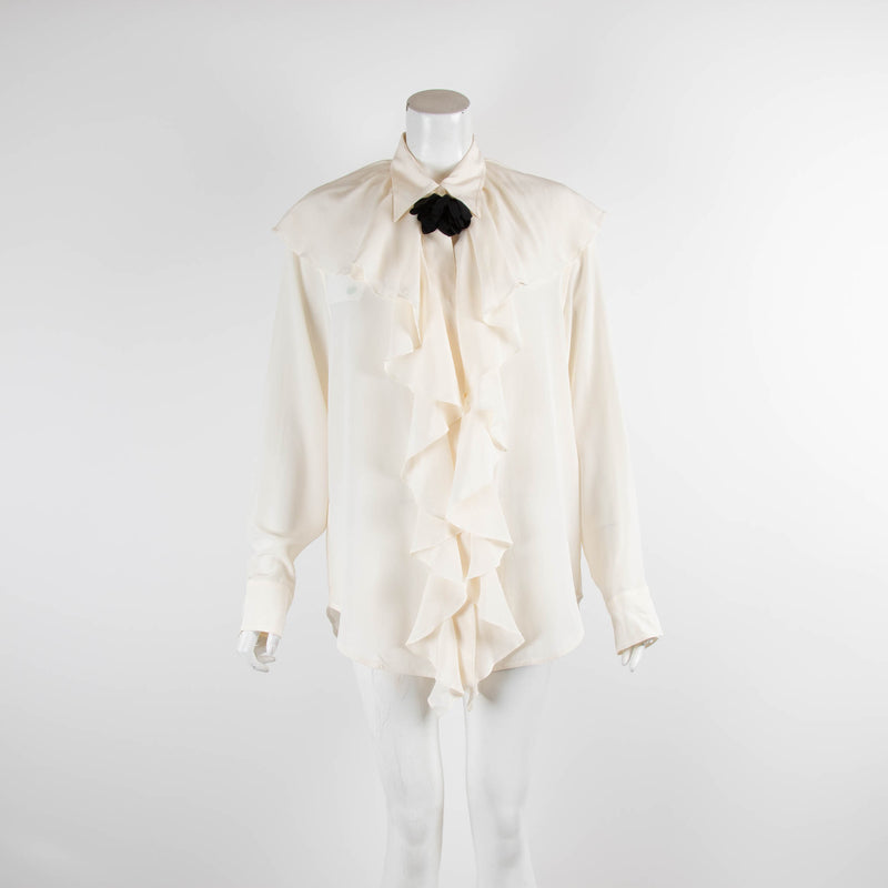 Victoria Beckham Cream Chiffon Blouse with Flower