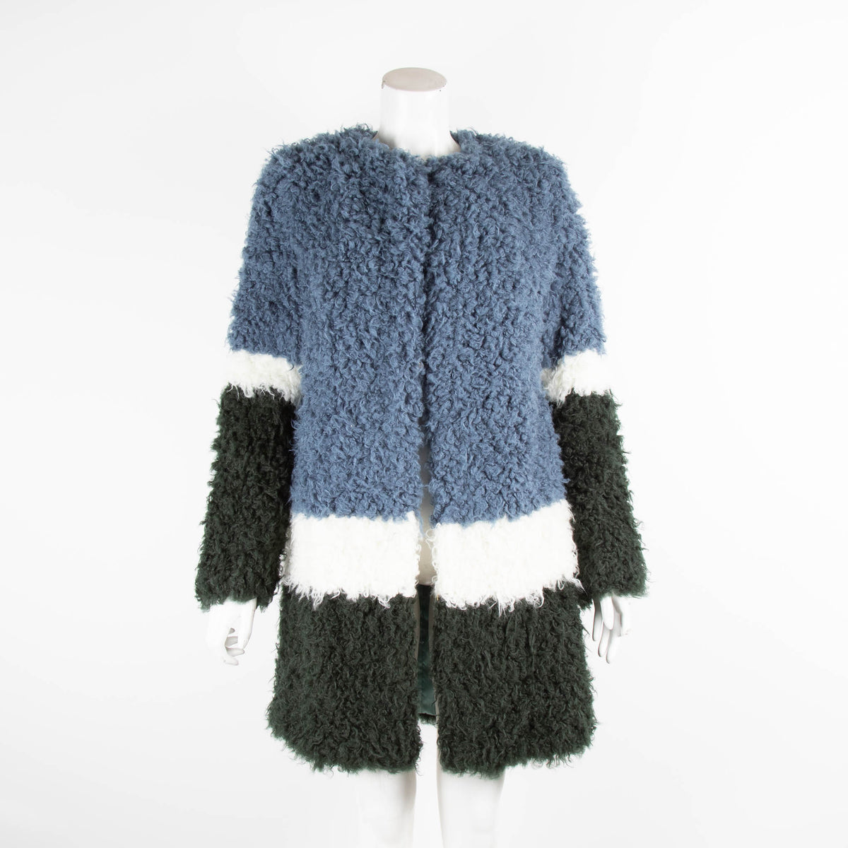 Shrimps Blue Black Faux Fur Coat