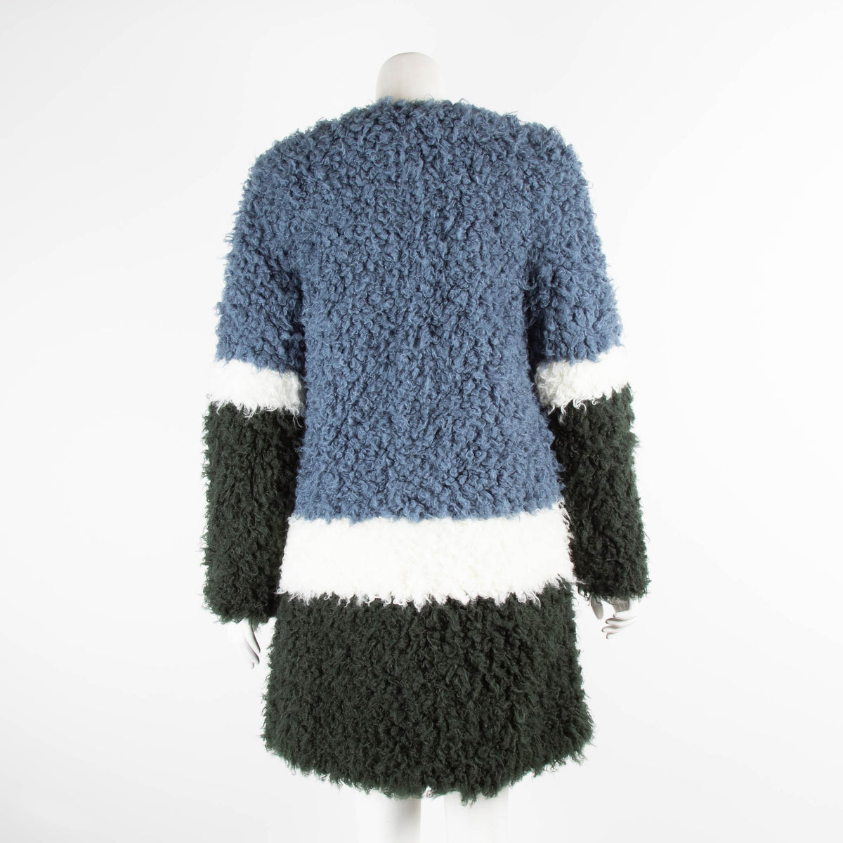 Shrimps Blue Black Faux Fur Coat