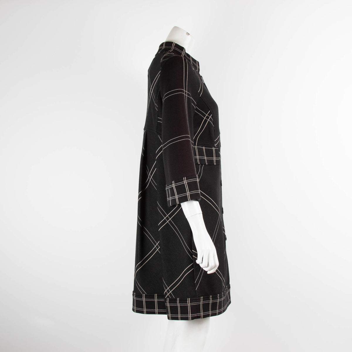 DVF Black And White Checked Jersey Coat