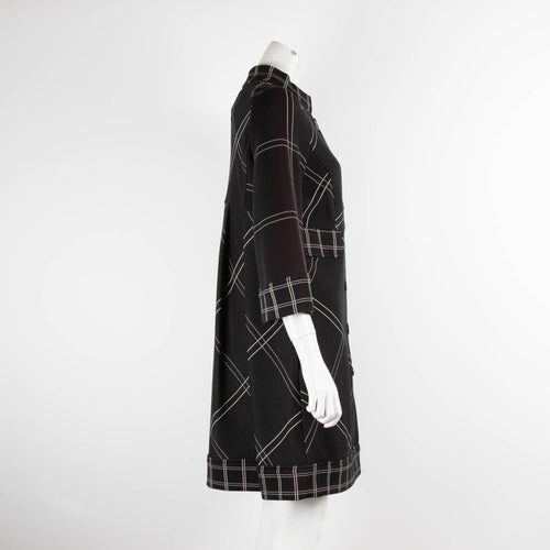 DVF Black And White Checked Jersey Coat