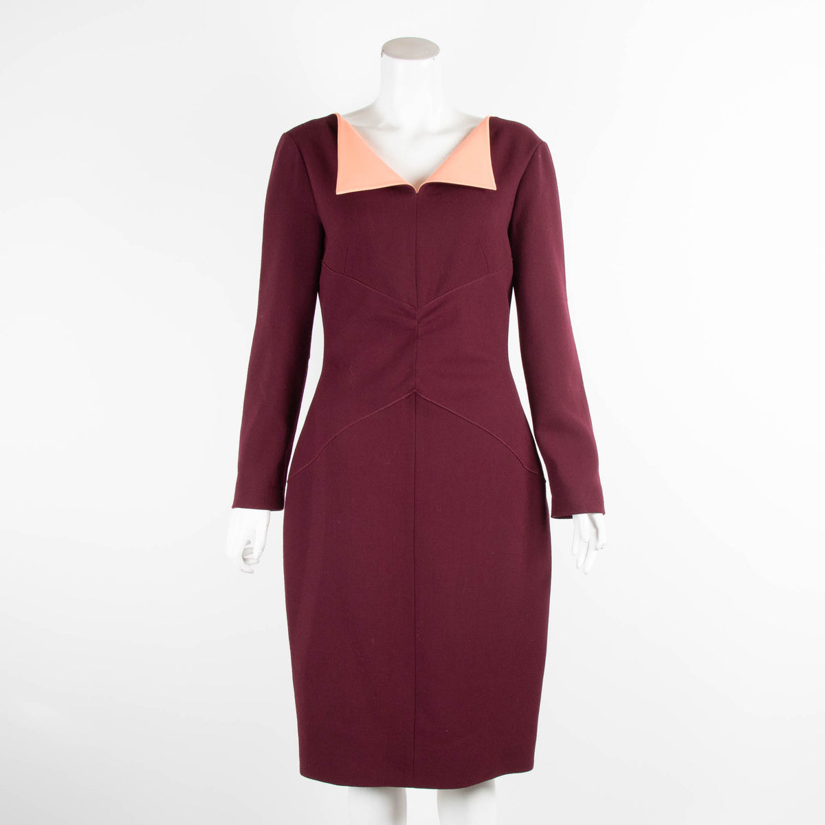 Roksanda Burgundy with Zip Peach Collar Dress