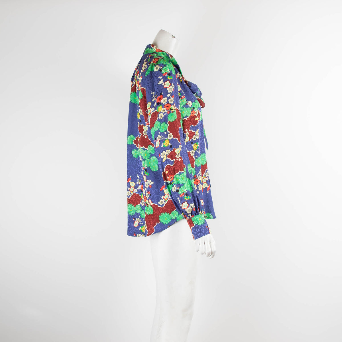 Rixo Blue Floral Silk Blouse