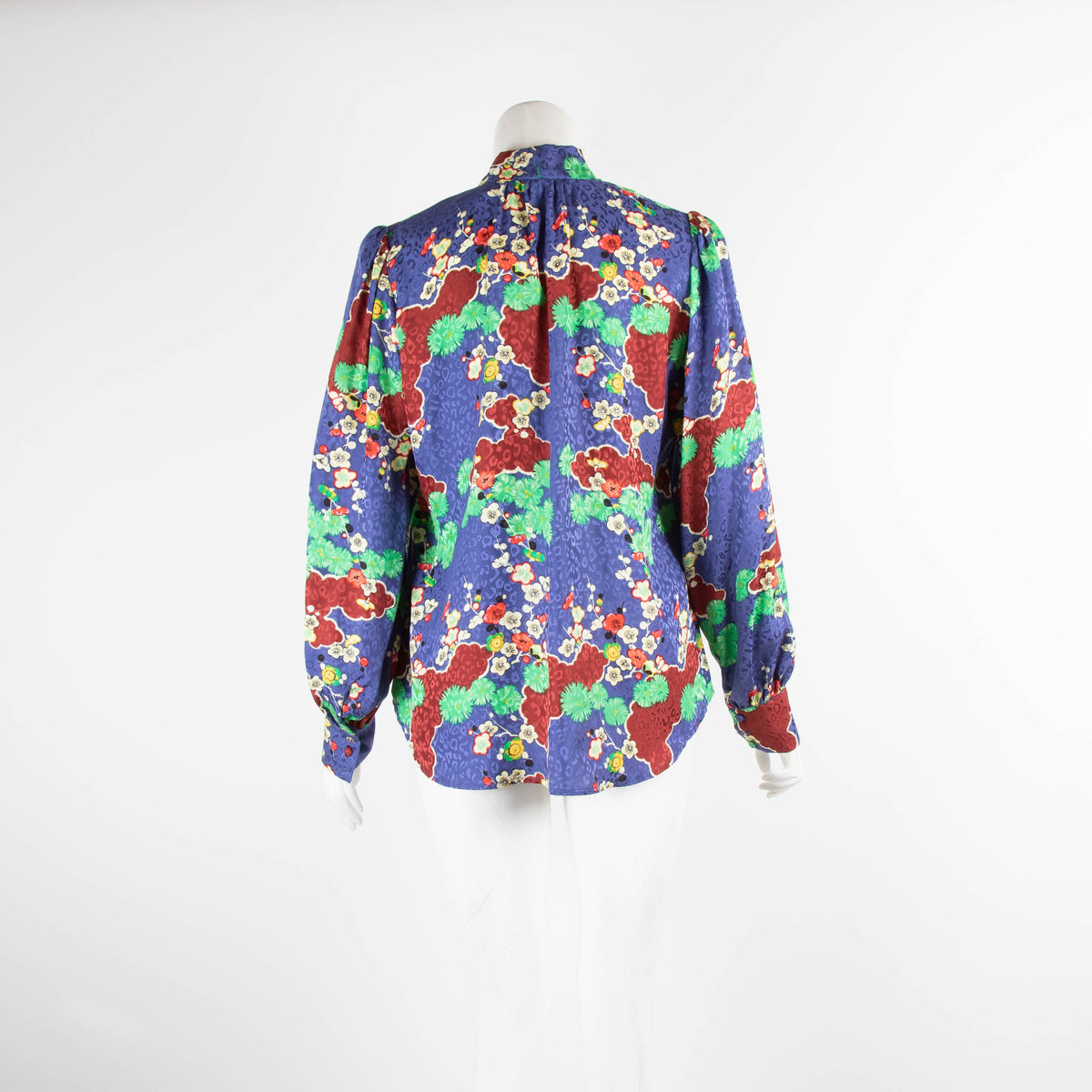 Rixo Blue Floral Silk Blouse