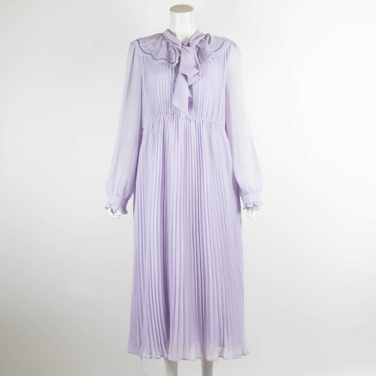 Self Portrait Lilac Pleated Maxi Dress With Belt