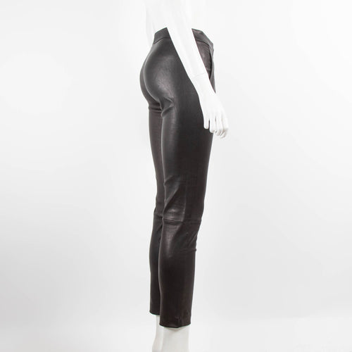 L'Agence Brown/Black Leather Skinny Trousers