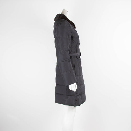 Prada Black Puffer with Brown Fur Collar