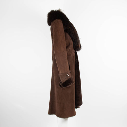 Inochi Brown Sheepskin Coat with Fur