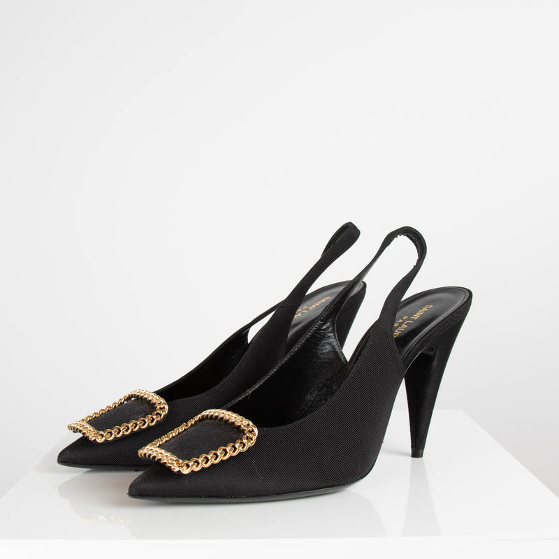 Saint Laurent Black St Sulpice Sling Back Pumps