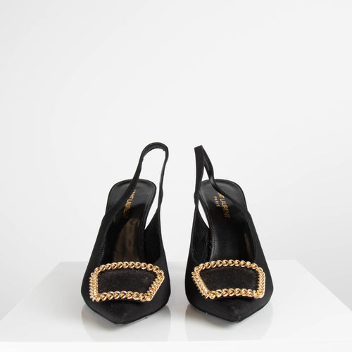 Saint Laurent Black St Sulpice Sling Back Pumps