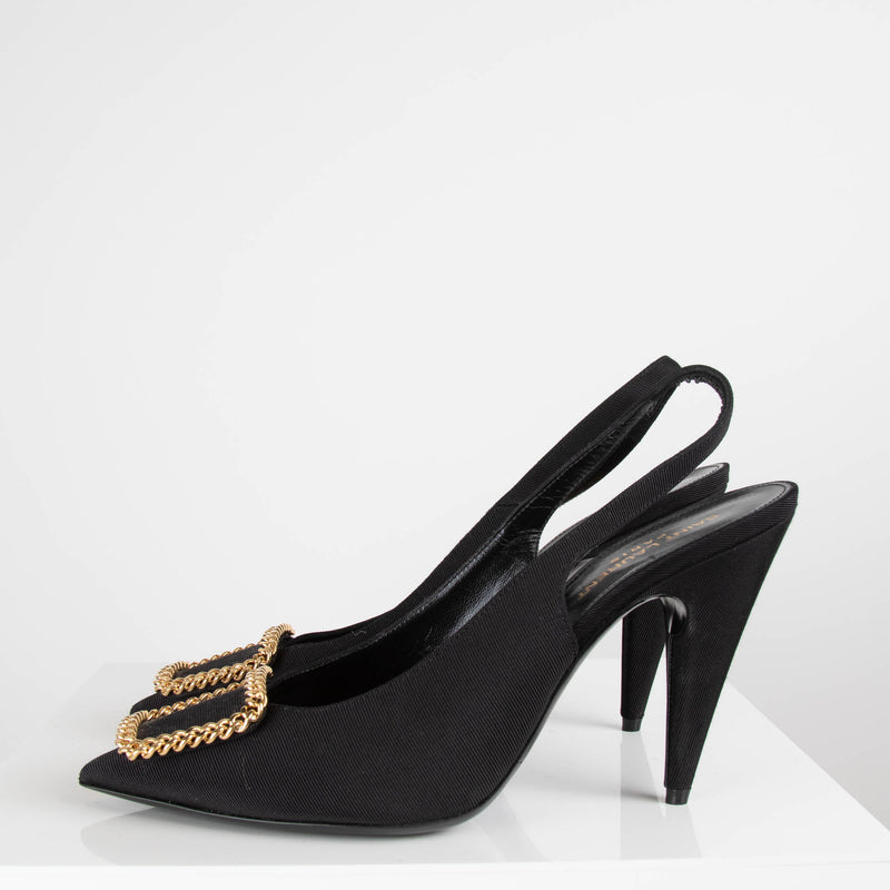 Saint Laurent Black St Sulpice Sling Back Pumps