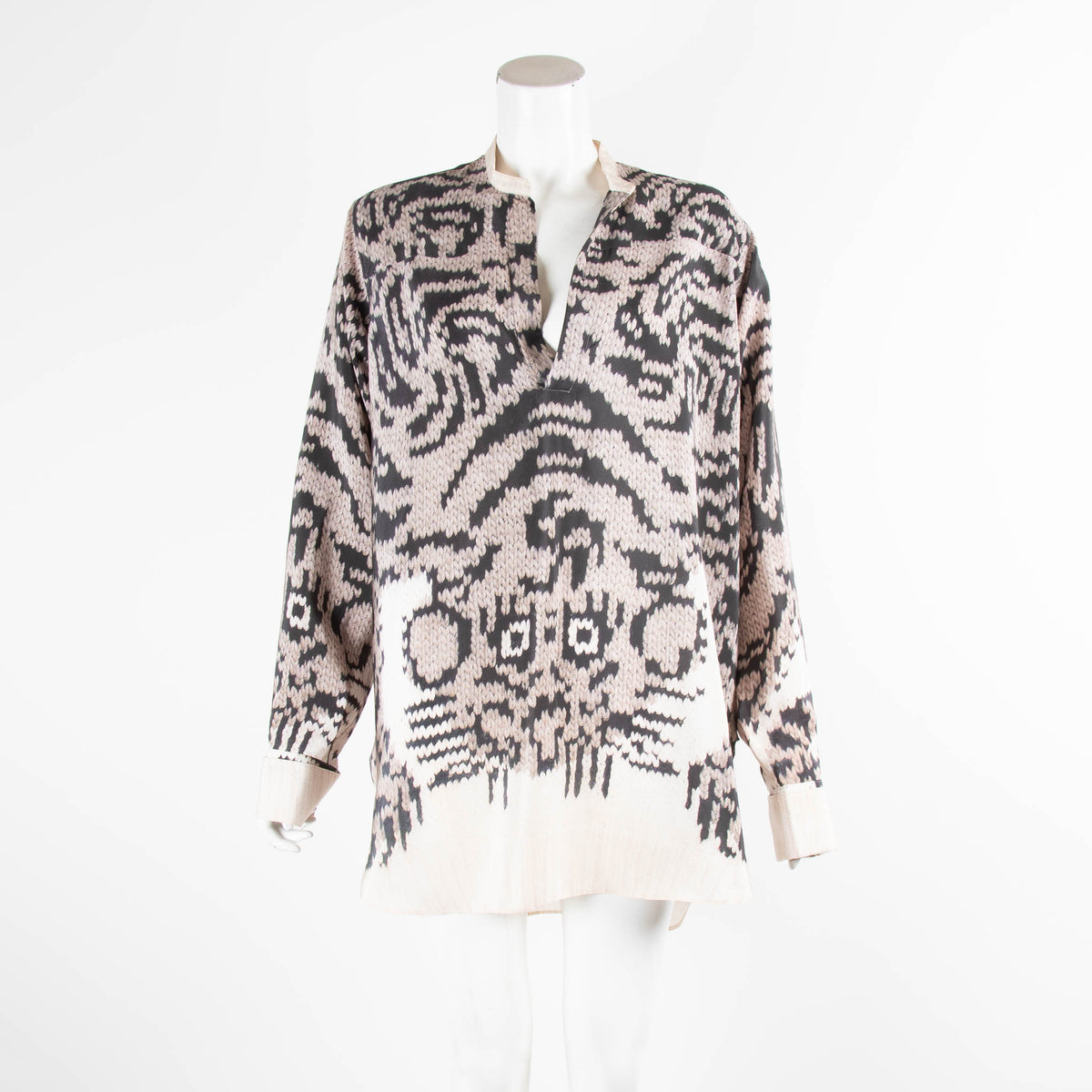 Joseph Black Brown Print Silk Blouse