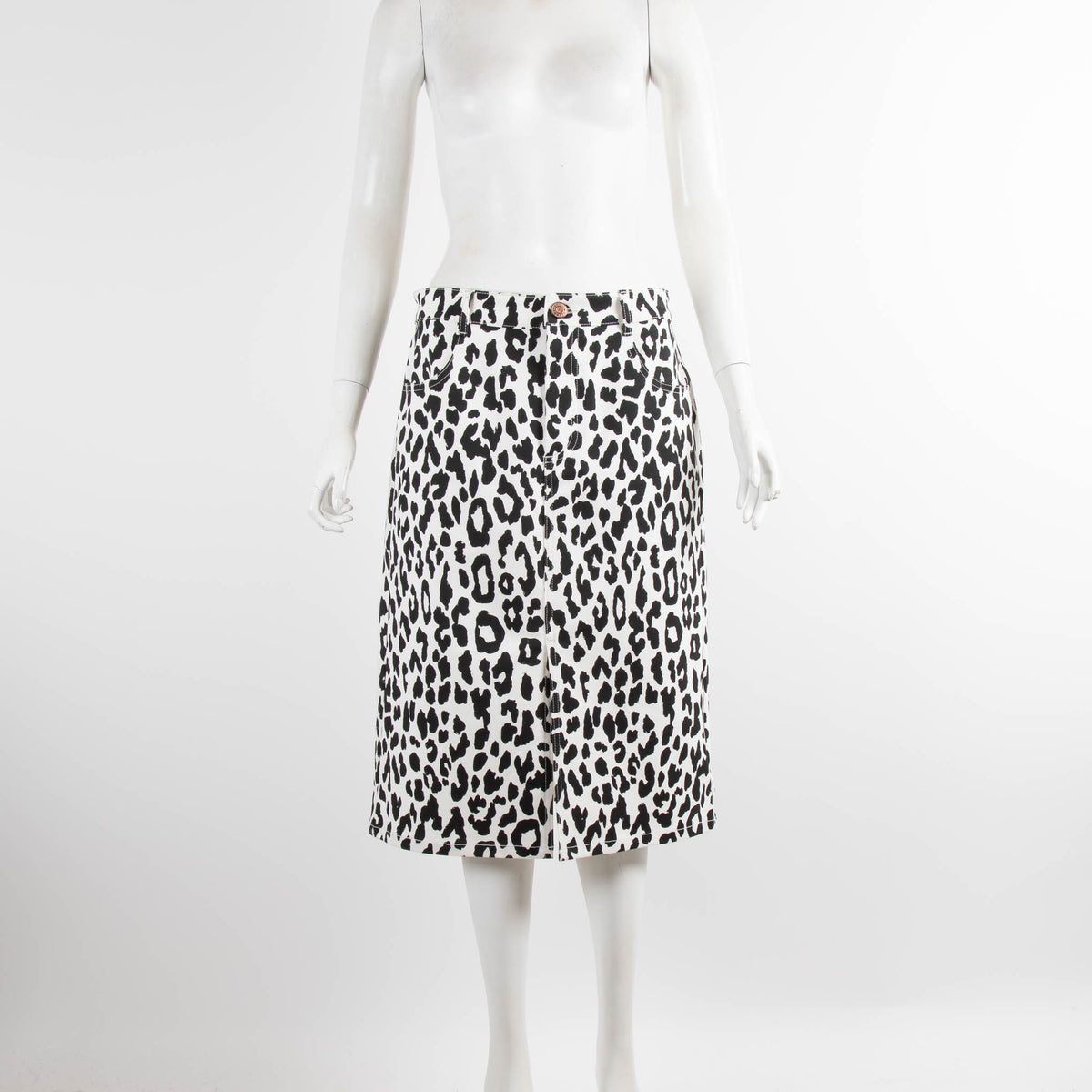 See By Chloe White Black Animal Print Skirt