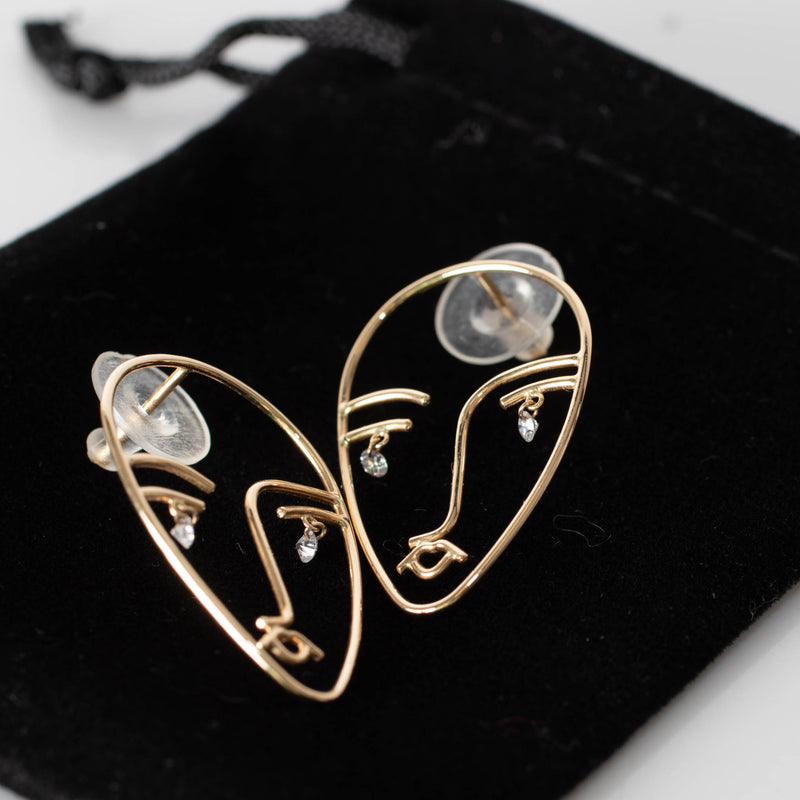 Persee 18kt gold Matisse Face Diamond Earrings – Phoenix Style