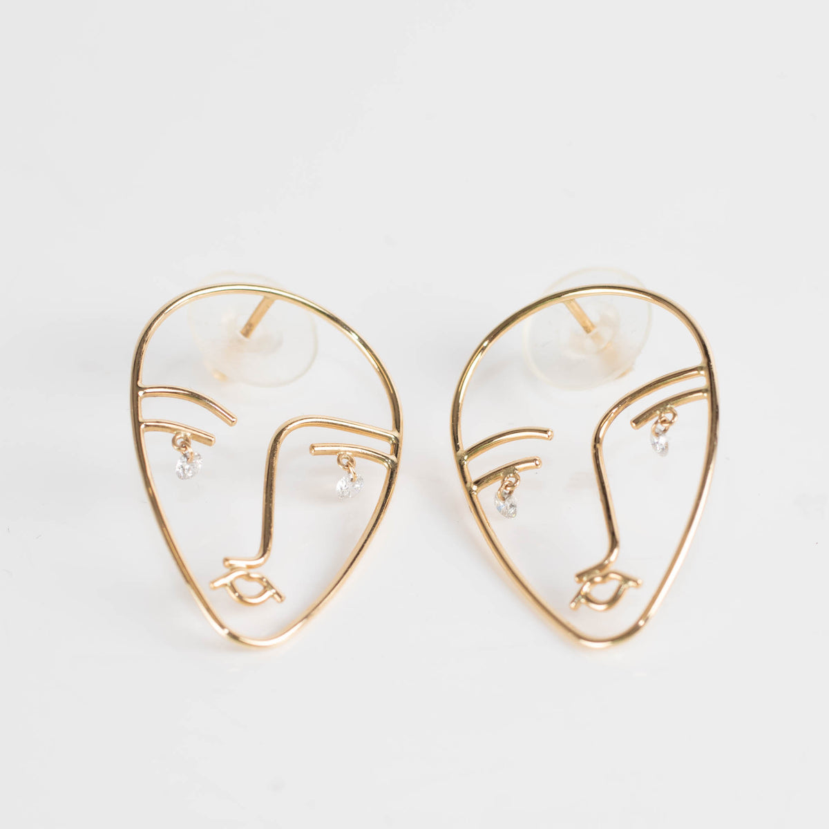 Persee 18kt gold Matisse Face Diamond Earrings