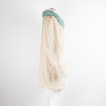 Unreal Fur Cream Faux Fur Coat with Blue Collar